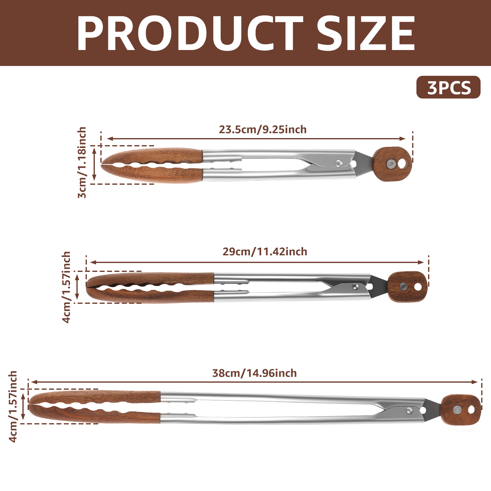 2/3 Pcs Food Tongs Walnut Wood - đánh giá và giá Kitchen Gadgets Pakistan